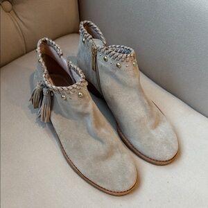 Kate Spade Cream Ankle Boots with Gold Accents